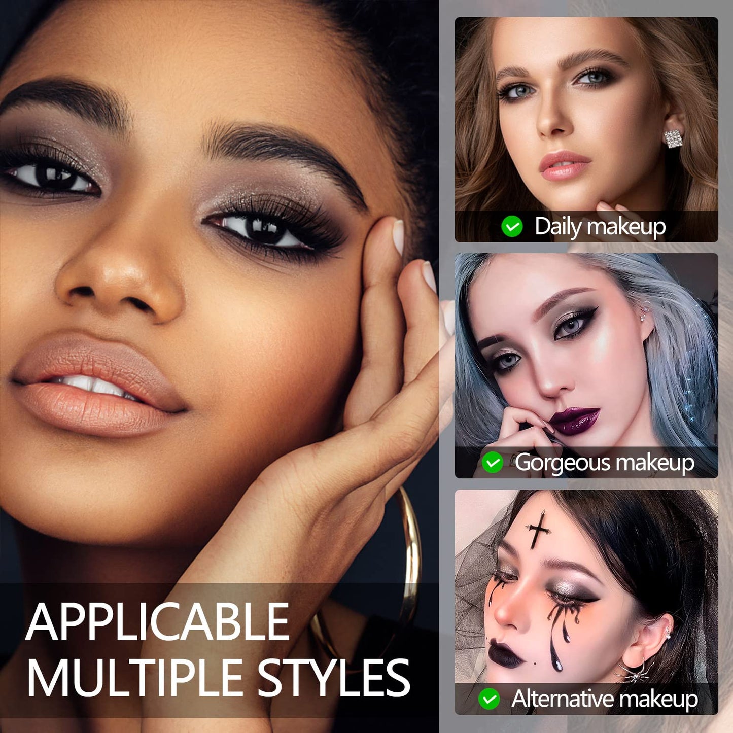 Maki Yika smokey eye makeup look using grey and black eyeshadow