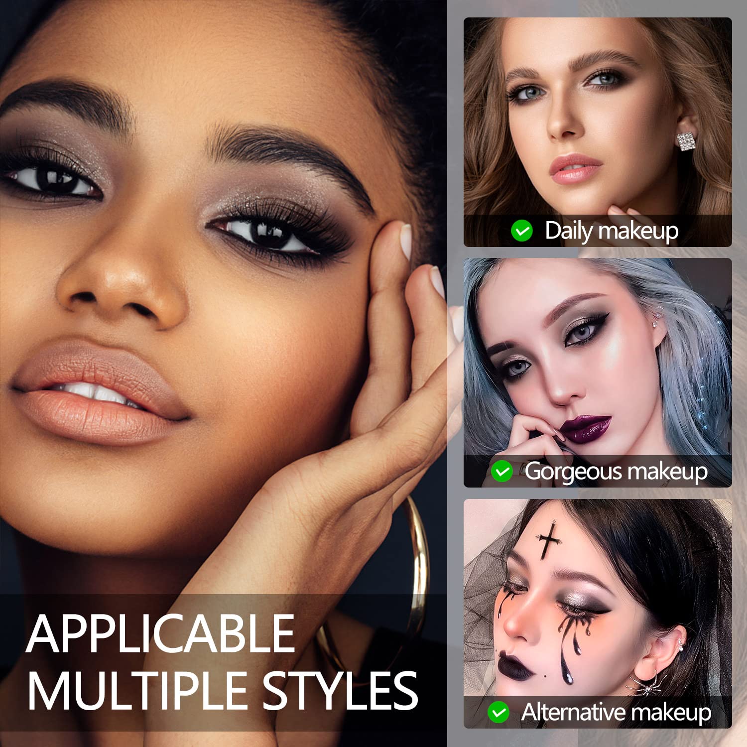 Maki Yika smokey eye makeup look using grey and black eyeshadow