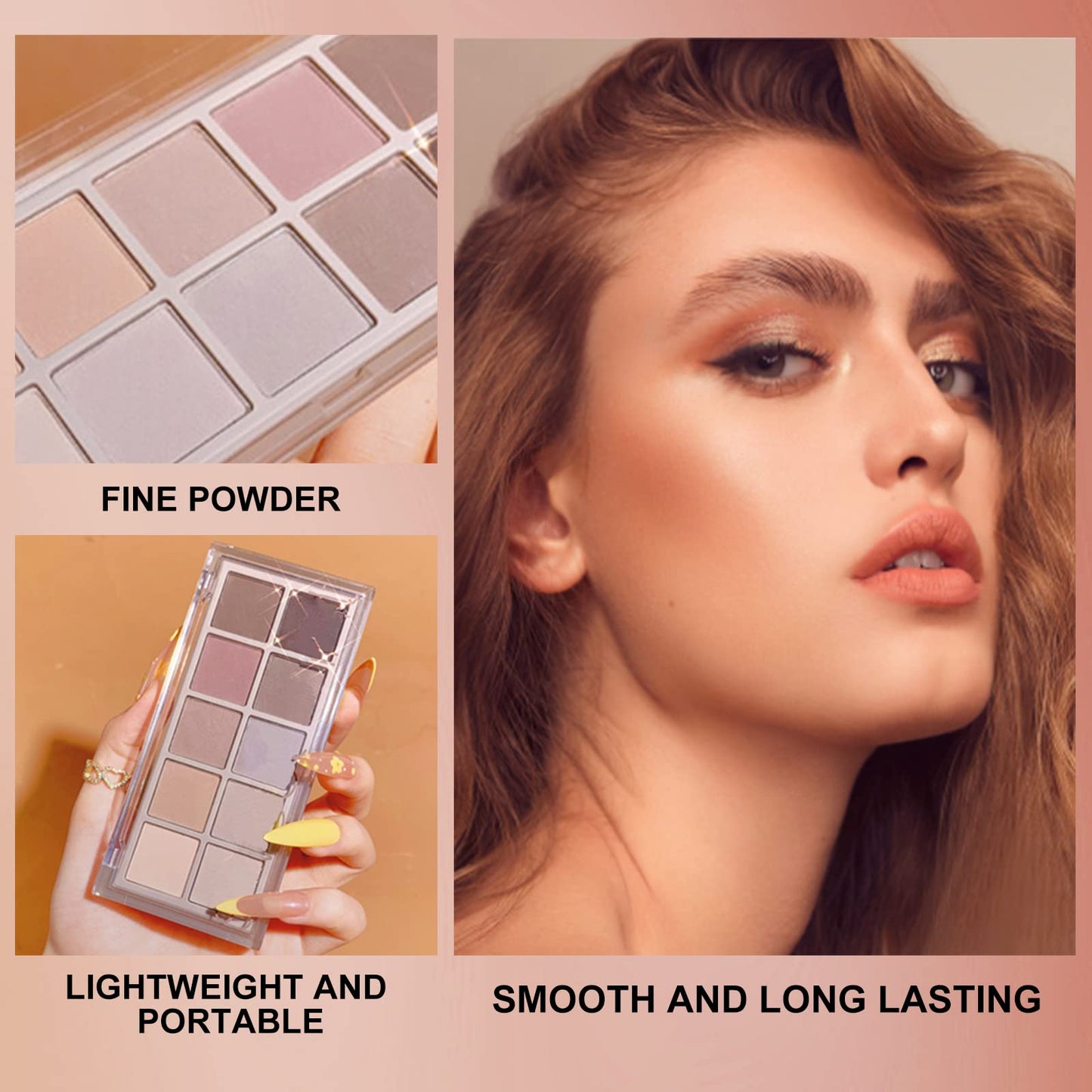 Close up of Erinde 10 Colors Matte eyeshadow pans and pigment texture
