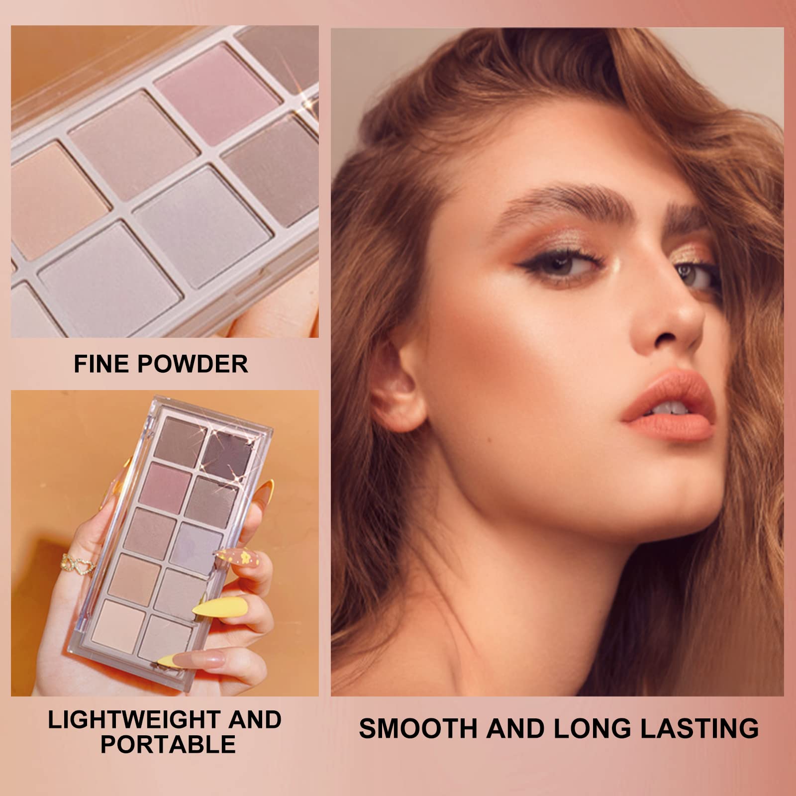 Close up of Erinde 10 Colors Matte eyeshadow pans and pigment texture