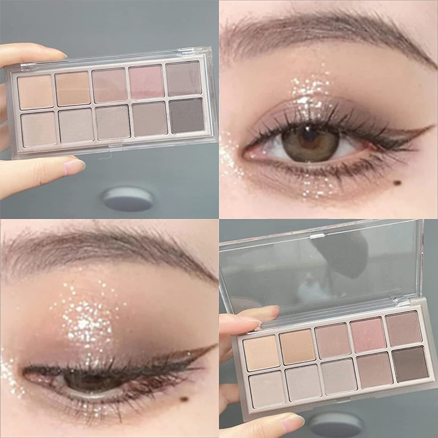 Top down view of Erinde 04 Cement neutral matte eyeshadow palette