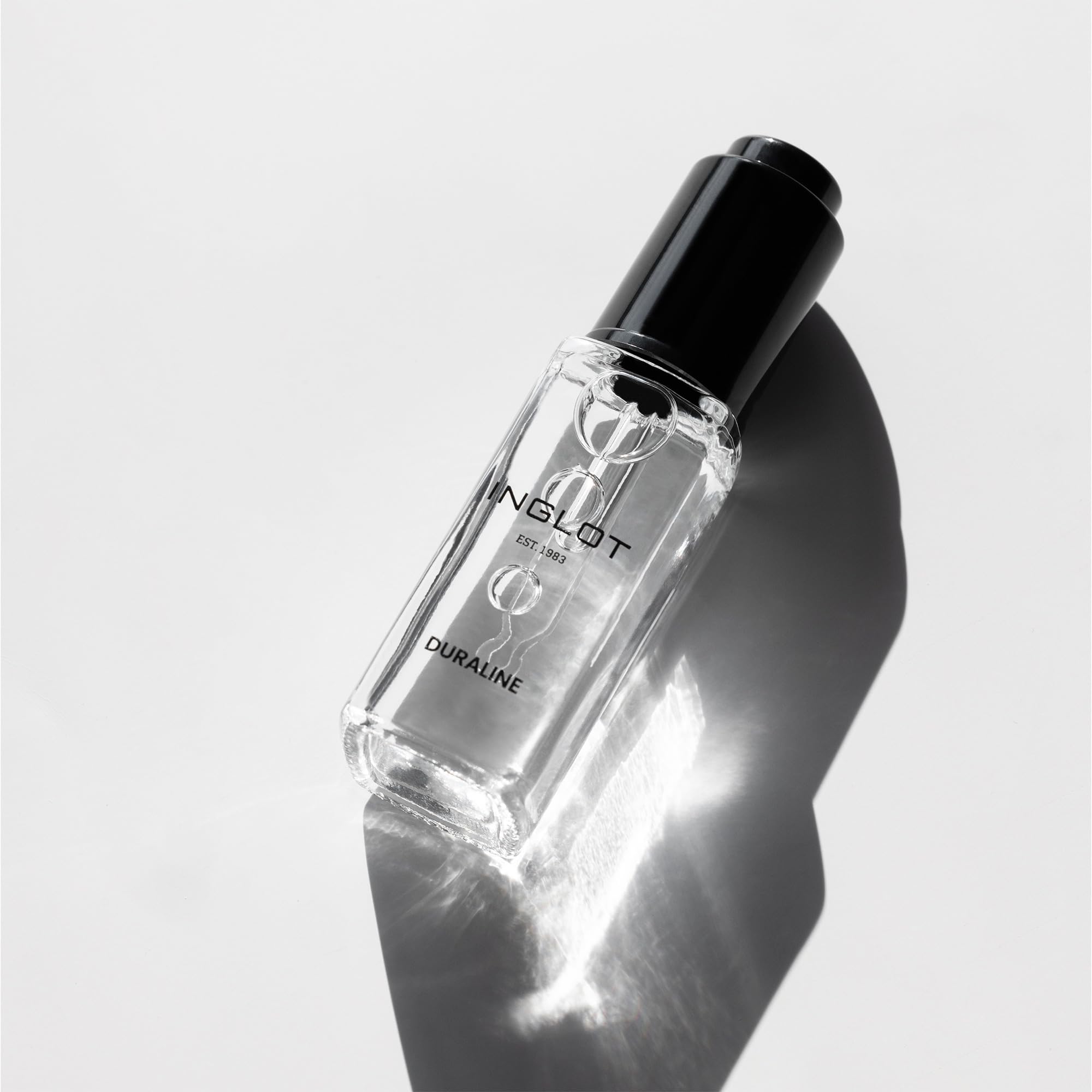 Close up of Inglot Duraline glass dropper and bottle
