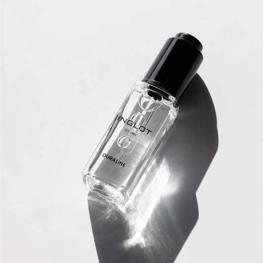 Close up of Inglot Duraline glass dropper and bottle