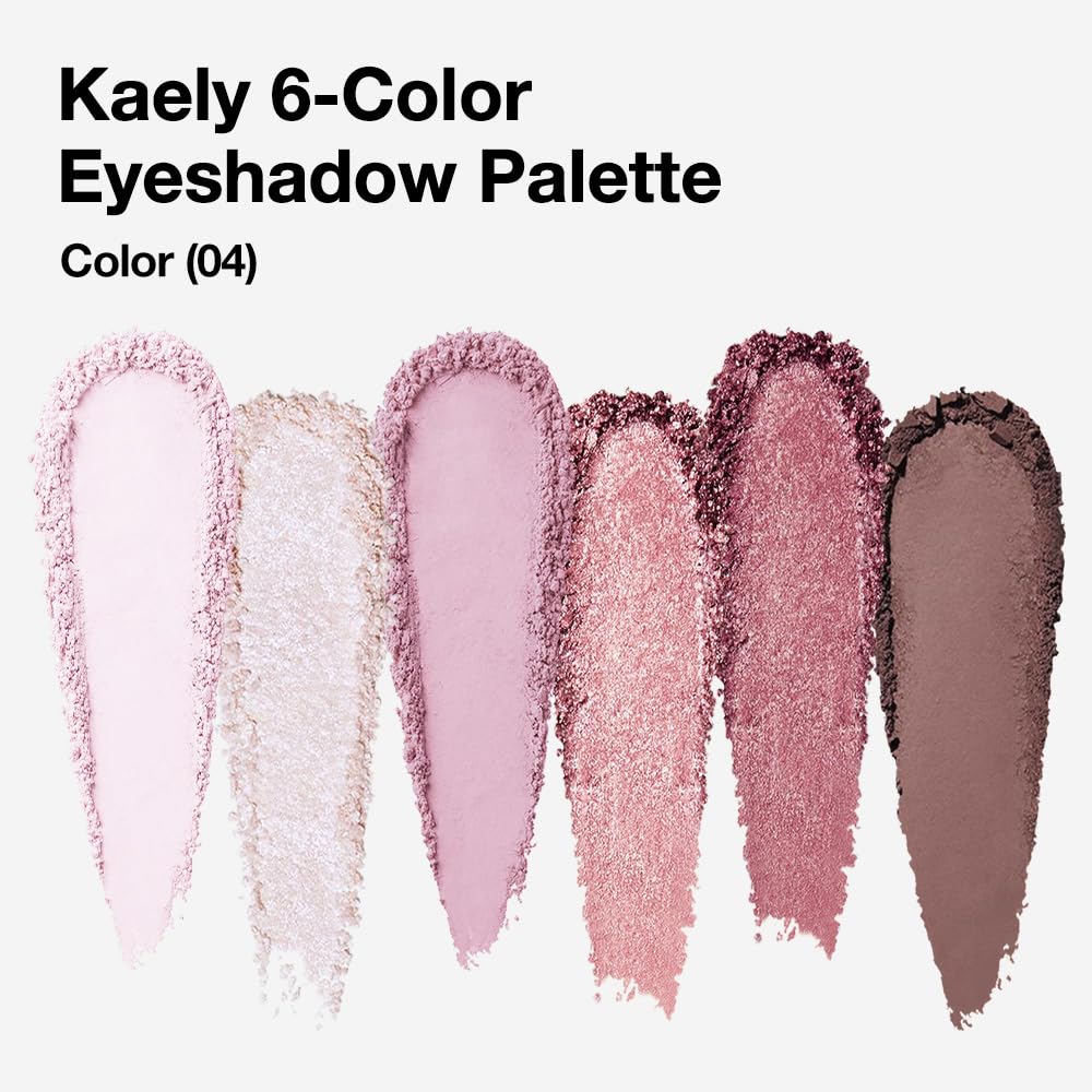 Kaely 04 Rose Pink palette open with mirror and 6 shades