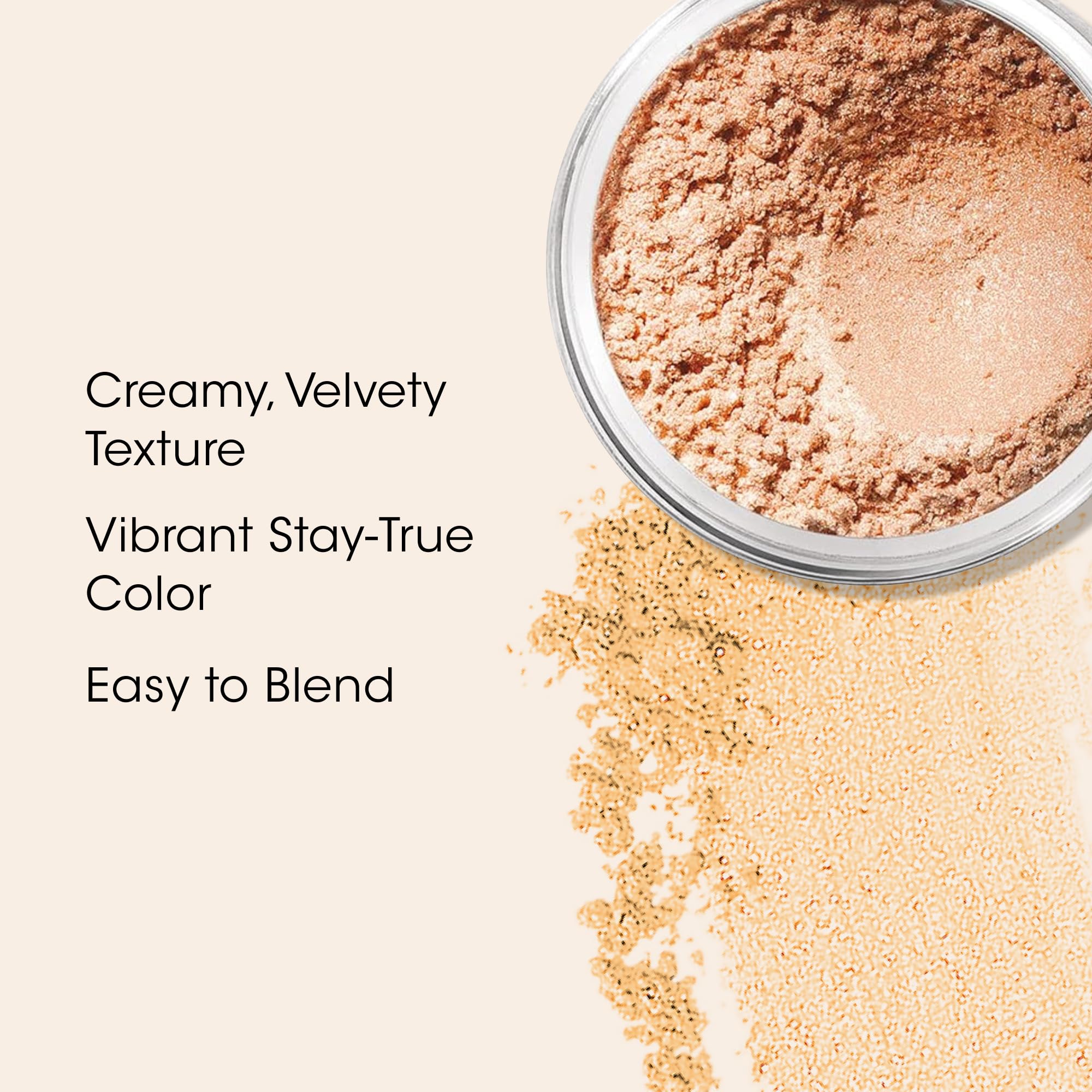 Open jar of bareMinerals Nude Beach loose mineral eye pigment