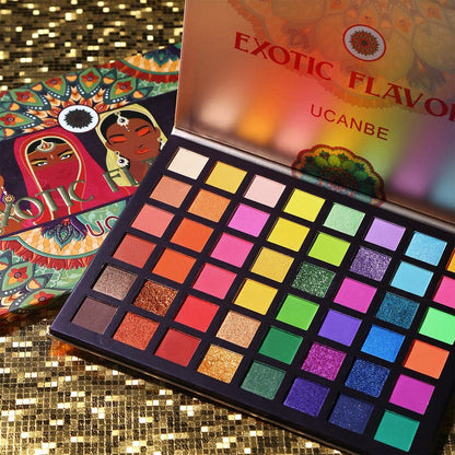 Open UCANBE Exotic Flavors neon makeup palette showing 48 shades