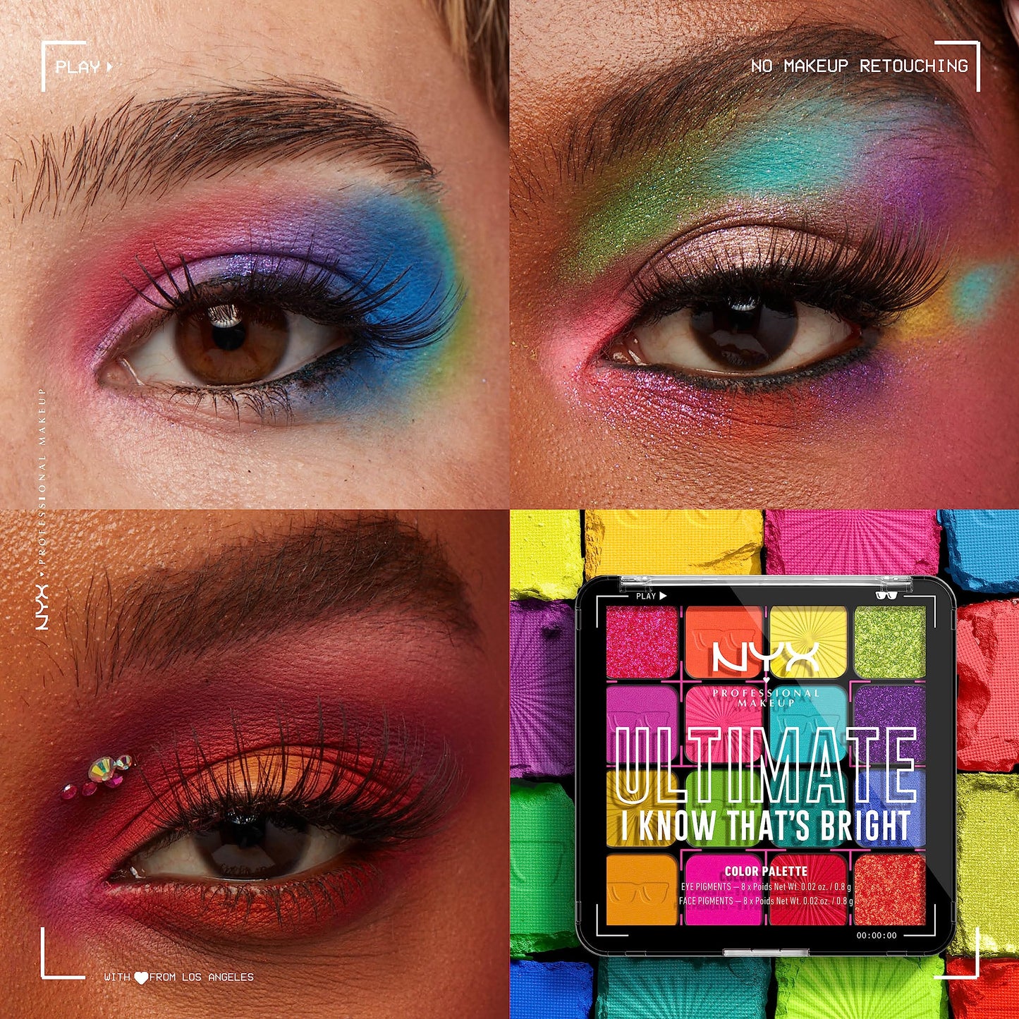 Top view of Nyx Professional Makeup I Know That's Bright eyeshadows
