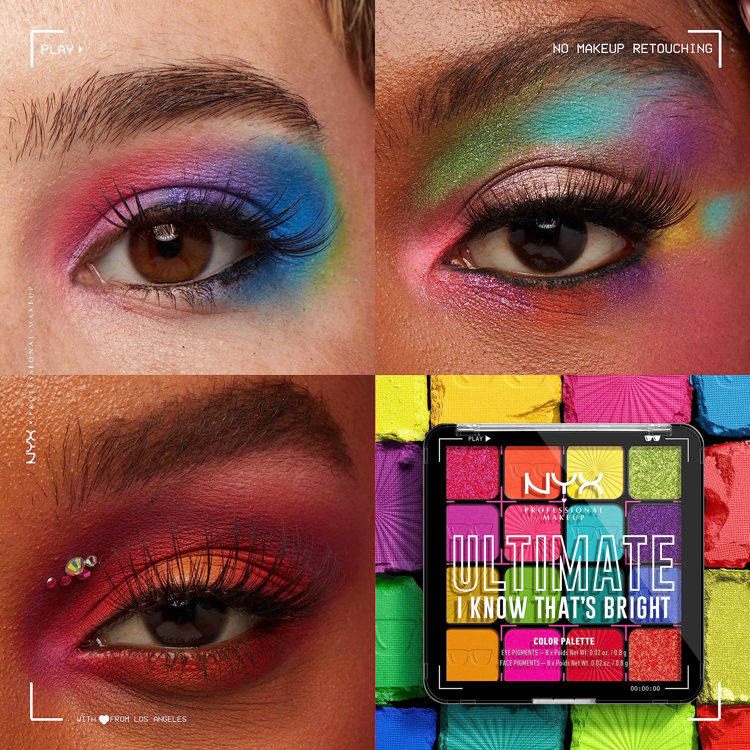 Top view of Nyx Professional Makeup I Know That's Bright eyeshadows