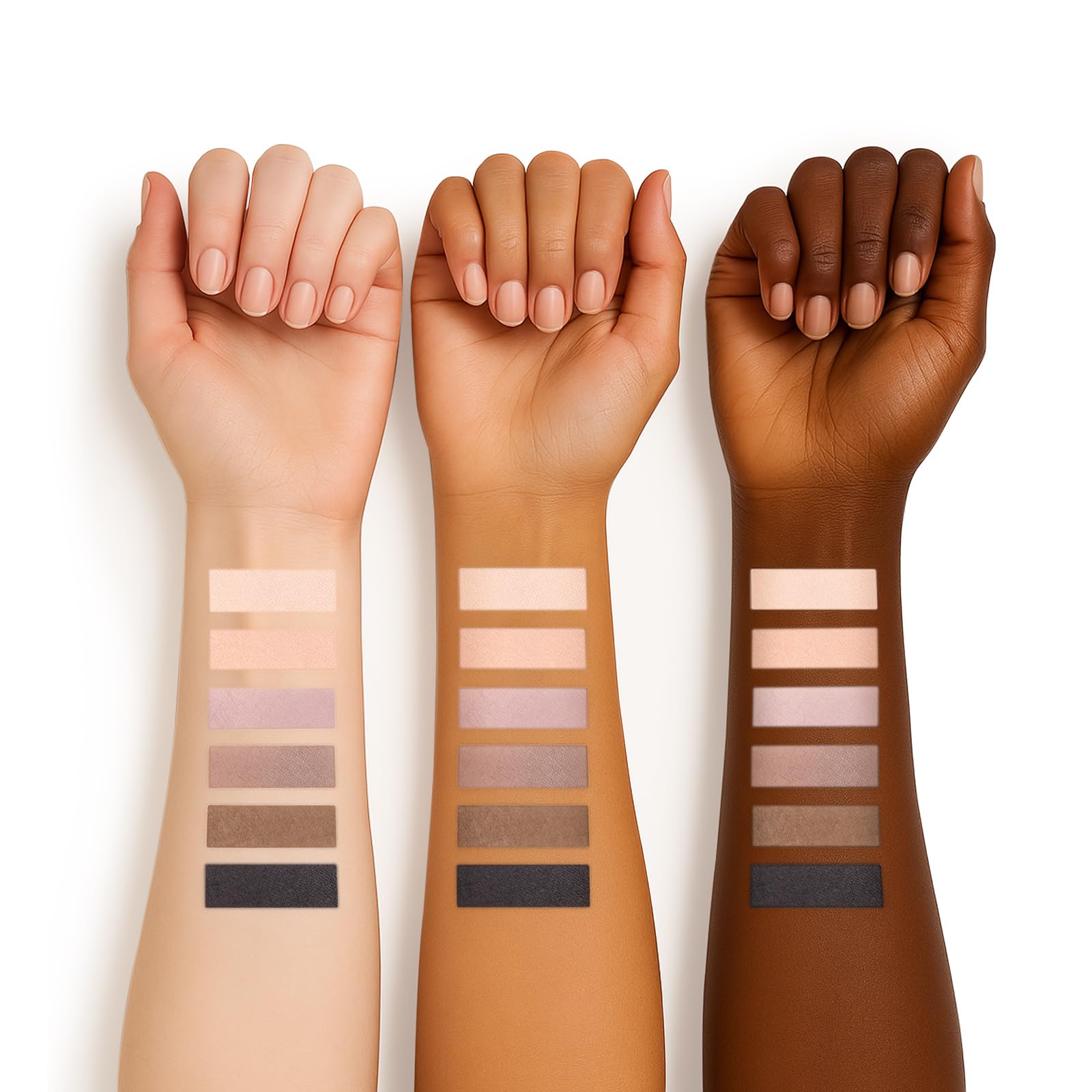 Open Susikeki eyeshadow palette showing six matte neutral colors