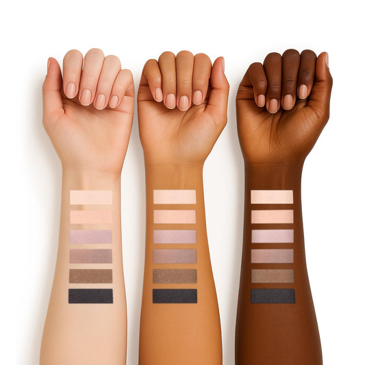 Open Susikeki eyeshadow palette showing six matte neutral colors