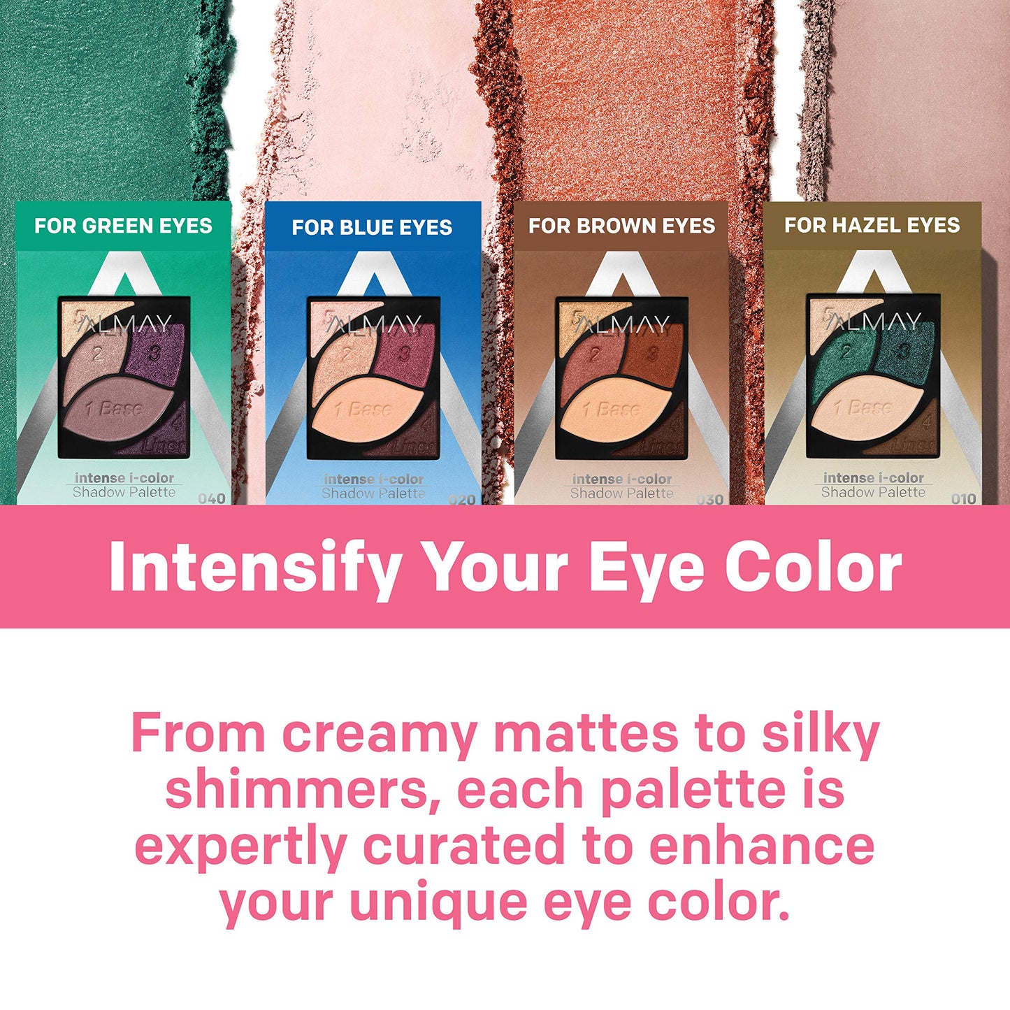 Almay green eyes shadow palette open showing numbered shades
