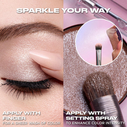 Urban Decay Space Cowboy eyeshadow applied to eyelid for wet look