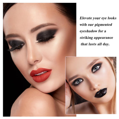 Professional makeup look using Meicoly black eyeshadow
