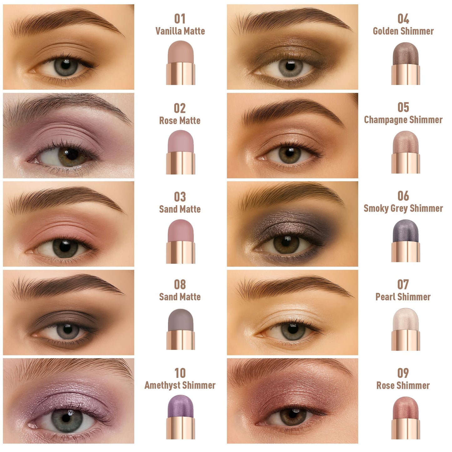 Professional eye makeup look using FV rose matte stick