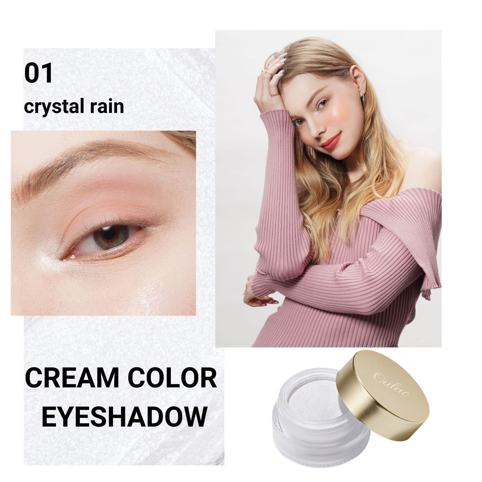 Oulac 09 Pink Lady cream eyeshadow swatch on skin