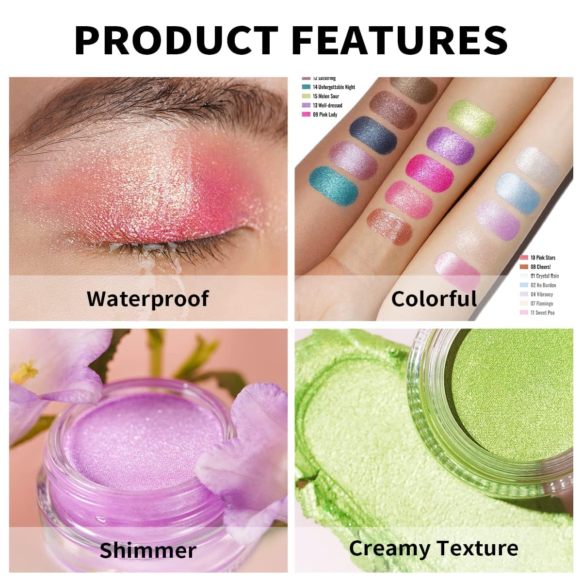 Close up texture of Oulac highly pigmented cream shadow