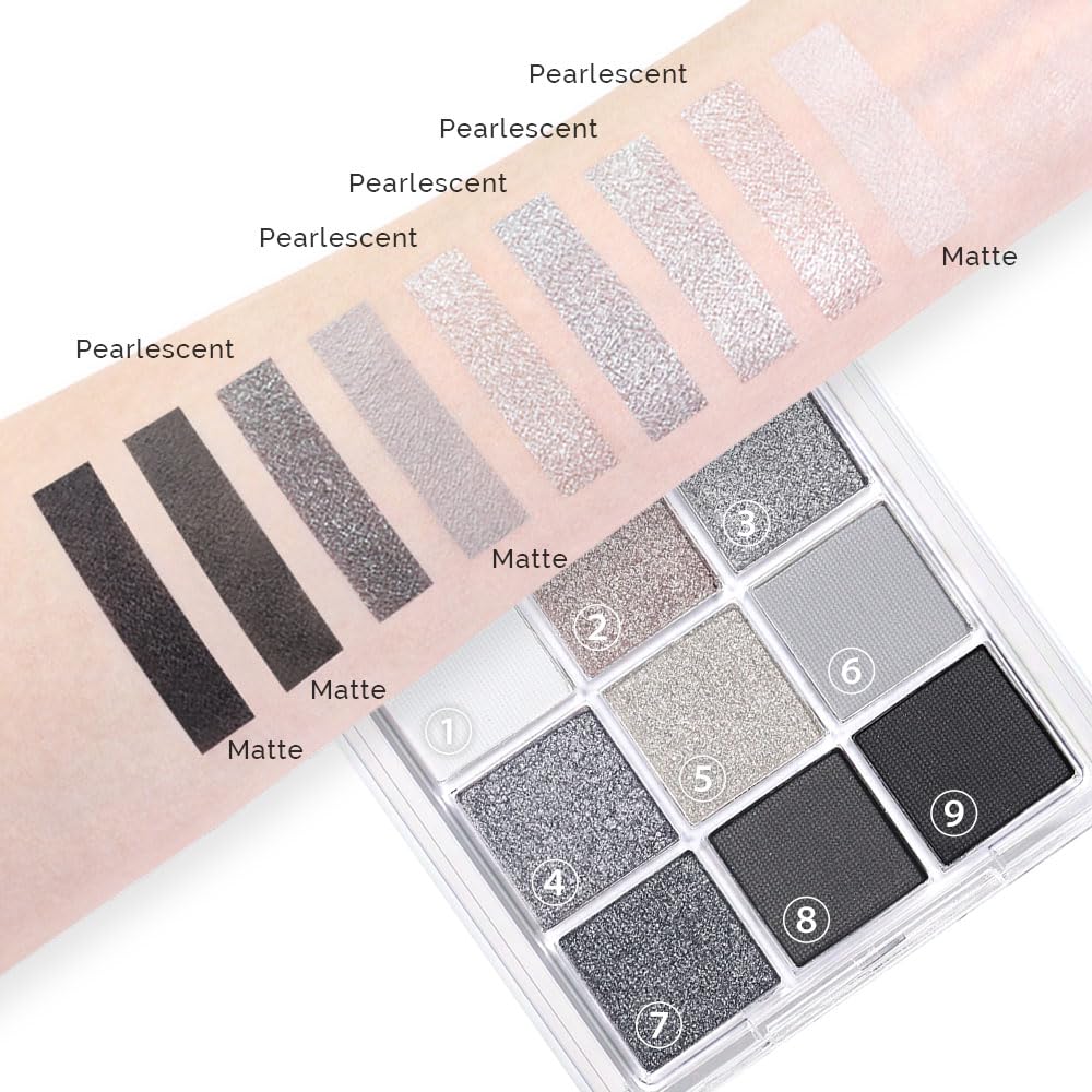Swatches of Evpct 9 color eyeshadow palette on skin