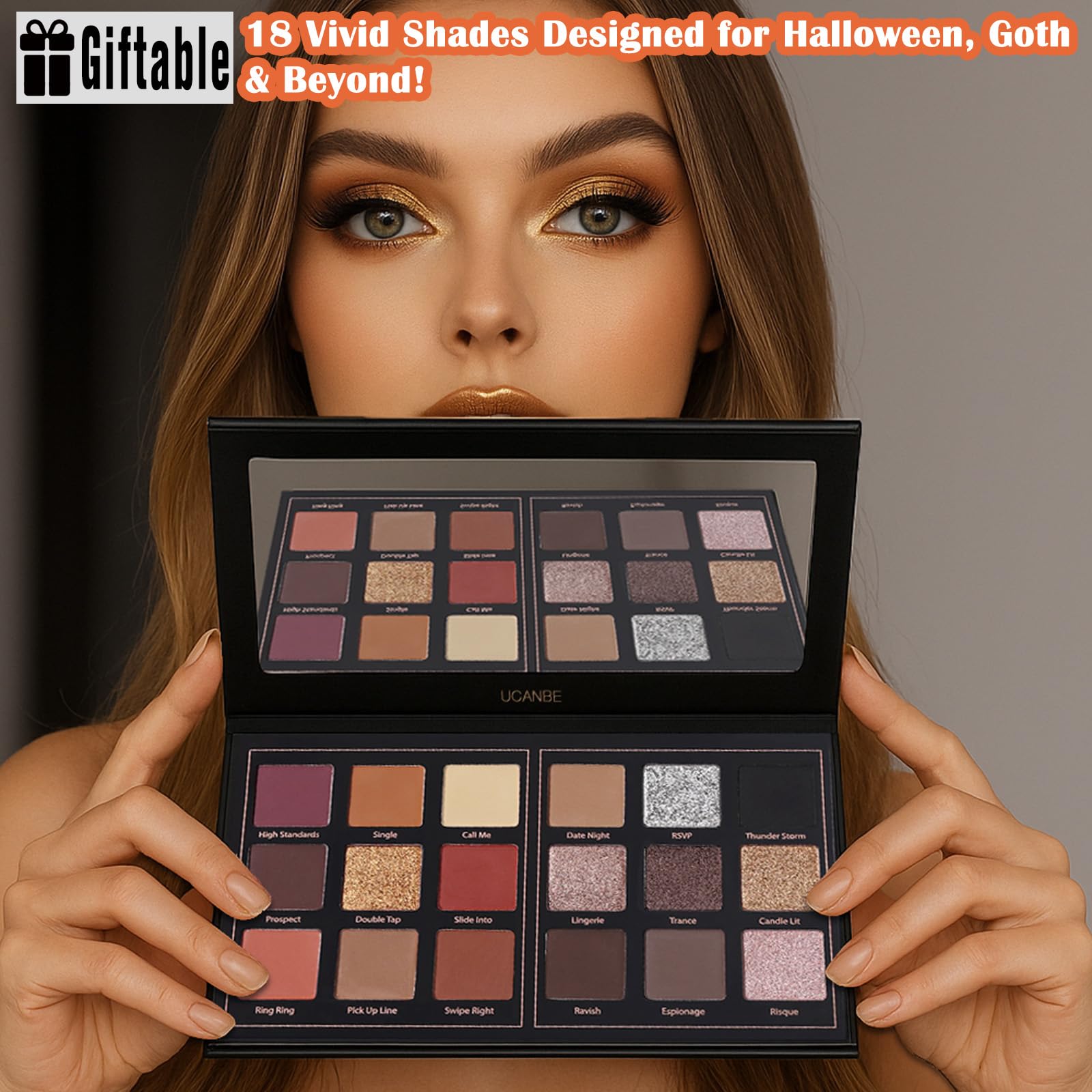 Open UCANBE Seductress palette displaying matte and shimmer pans