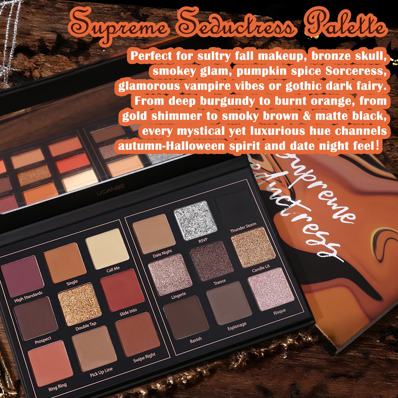 Back of UCANBE Seductress palette box with product details