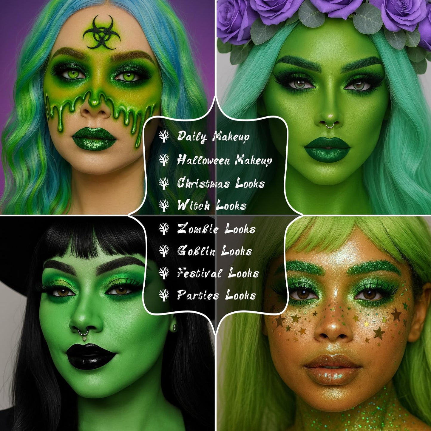 Side view of Ucanbe green eyeshadow palette container