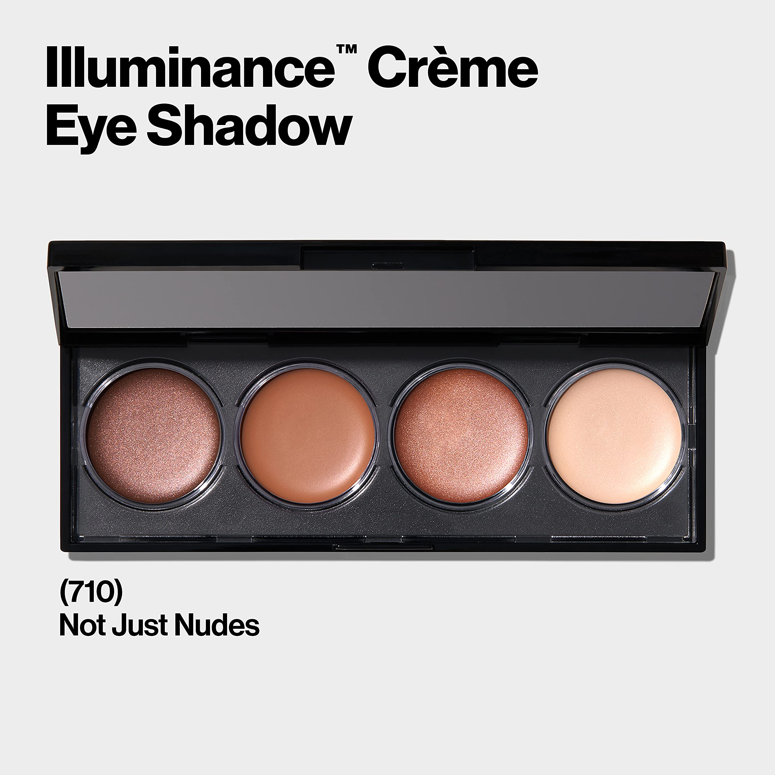 Open Revlon Not Just Nudes eyeshadow palette showing four shades