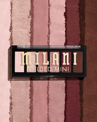 Open Milani eyeshadow palette showing 6 matte and shimmer shades