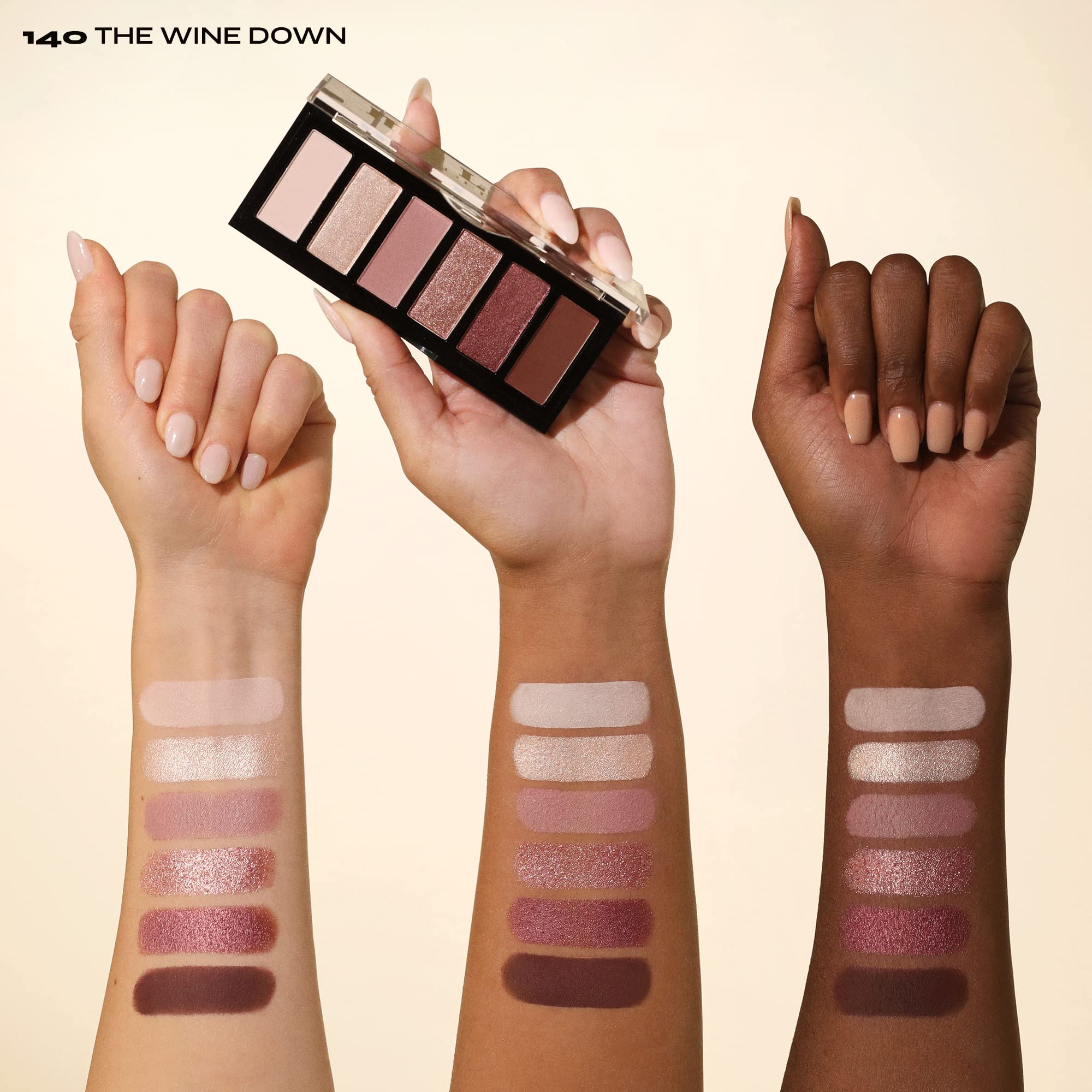 Swatches of Milani Gilded Mini Eyeshadow Palette The Wine Down