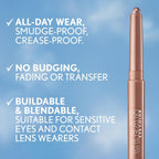 CoverGirl eyeshadow stick swatch on skin demonstrating metallic finish.