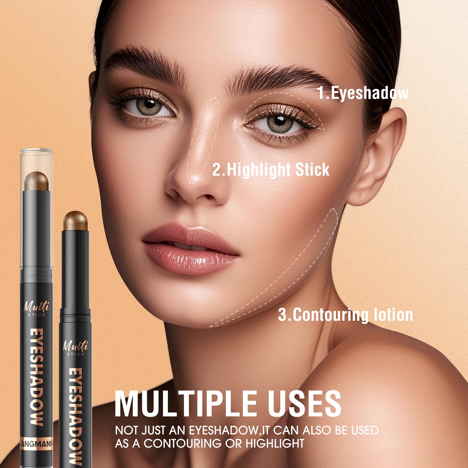 Swatch samples of Langmanni 8 colors cream eyeshadow set