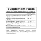 Supplement facts panel on the back of NusaPure Apple Cider Vinegar Complex detailing the fifteen hundred milligram serving.