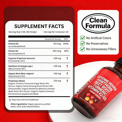 Two fluid ounces dropper bottle of Accio Biduka cayenne extract for metabolism and circulation enhancement.