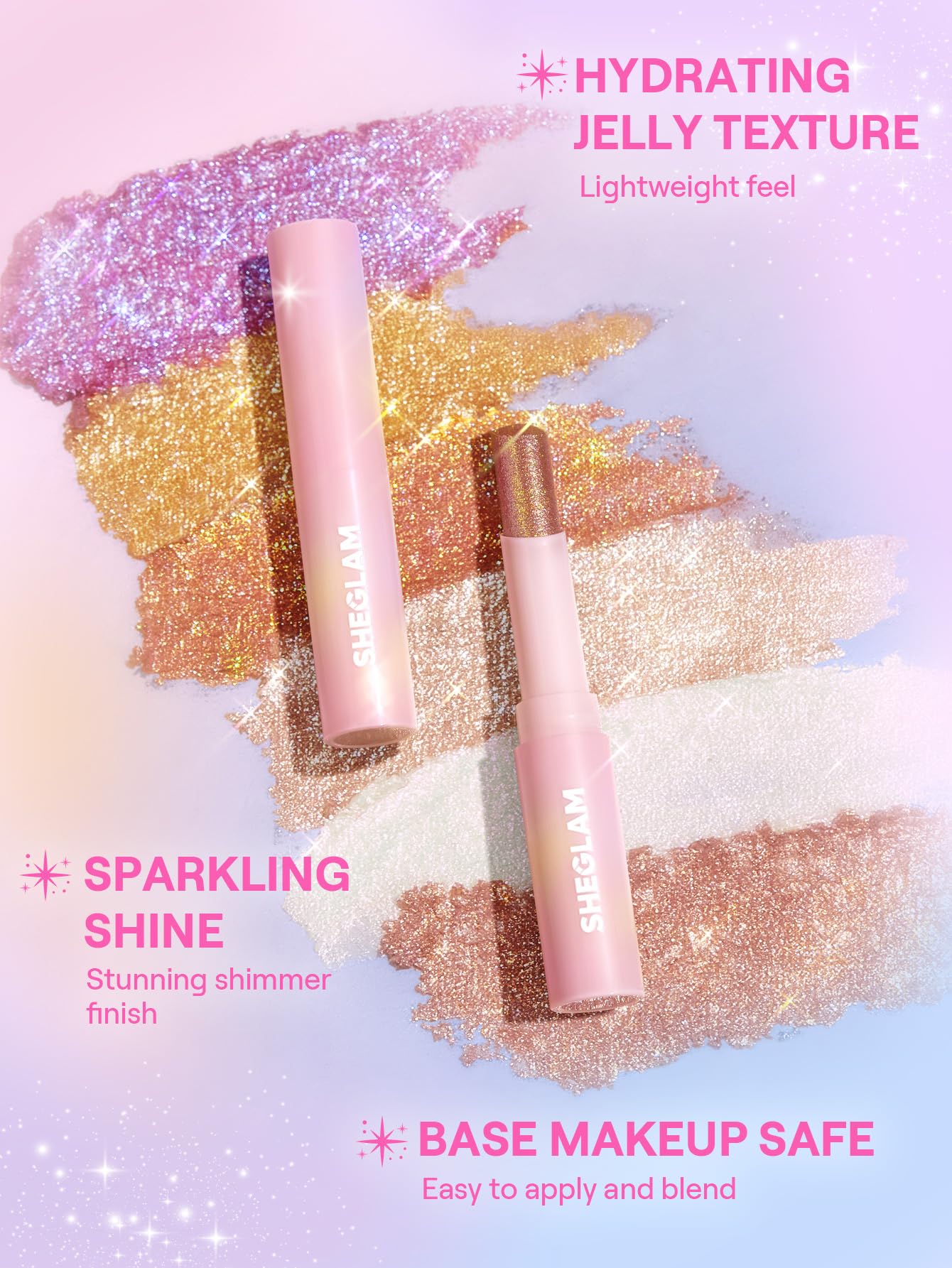 Sheglam Crystal Jelly Glaze Stick highlighting cheekbones