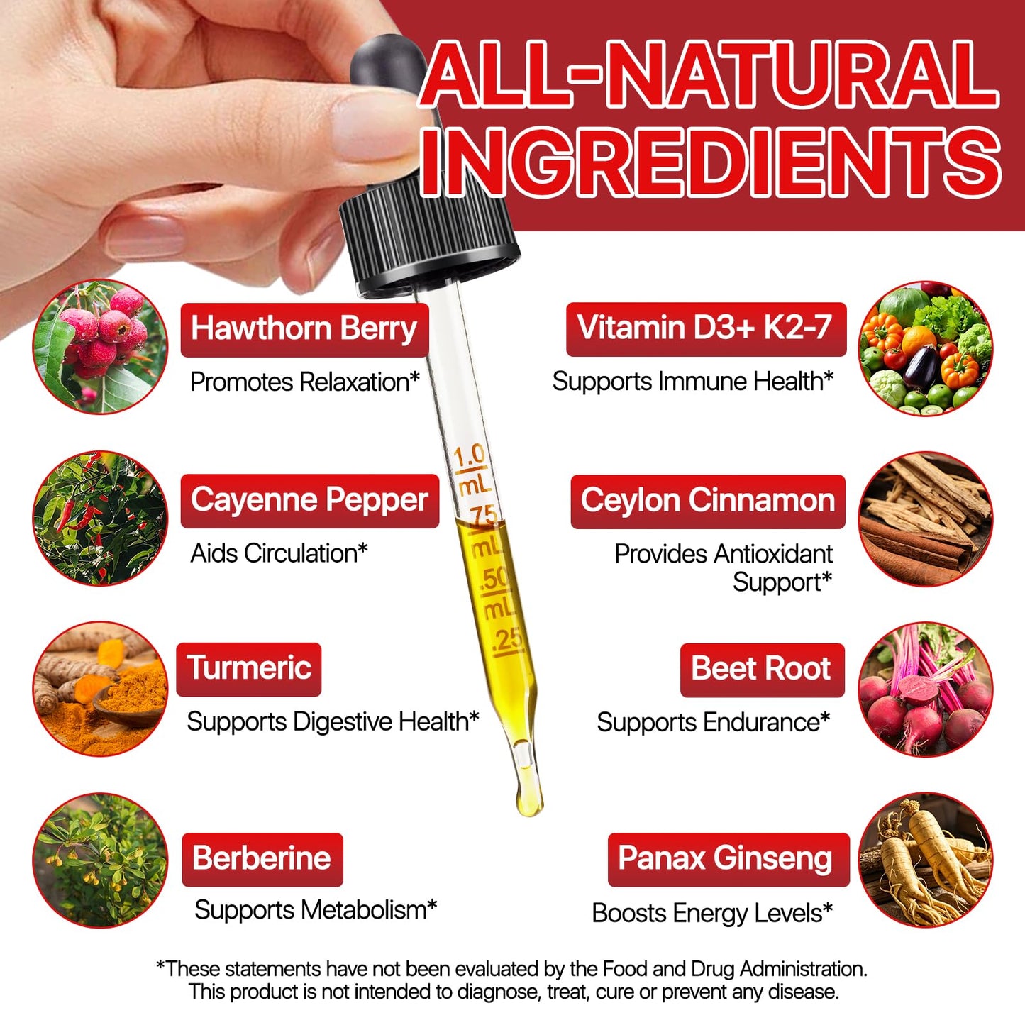 Onznoz Cayenne Pepper liquid tincture with dropper for precise dosage control