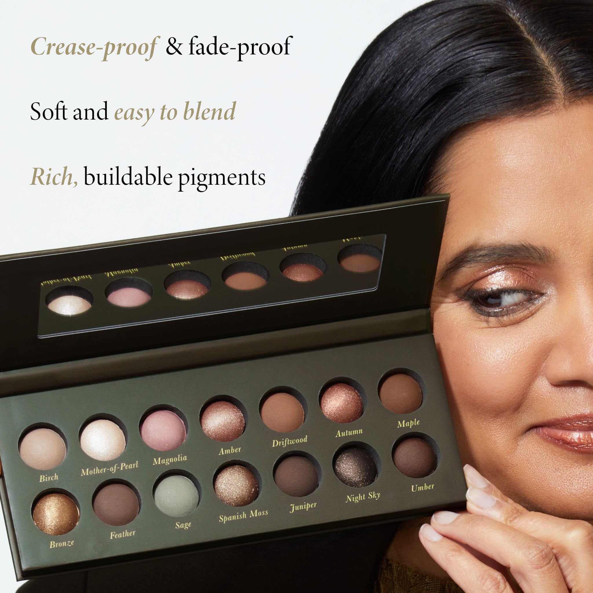Close up of Laura Geller baked eyeshadow textures and finishes