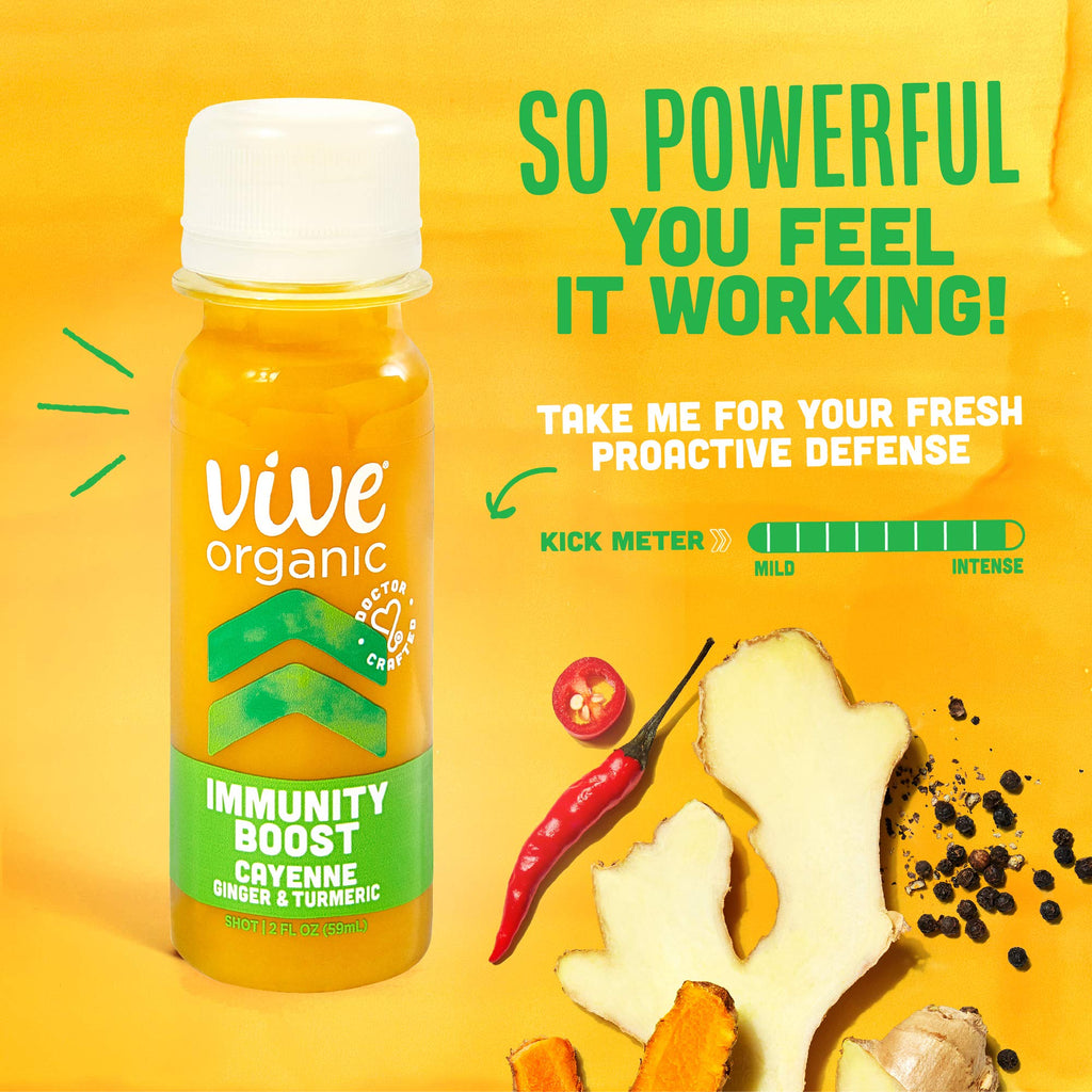 Vive Organic vegan and gluten free daily nutrition shots layout