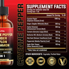 MILIVOL cayenne supplement liquid dropper bottle showing product facts