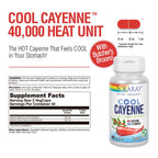 Authentic Solaray Cool Cayenne forty thousand heat units vegan capsules for circulation support