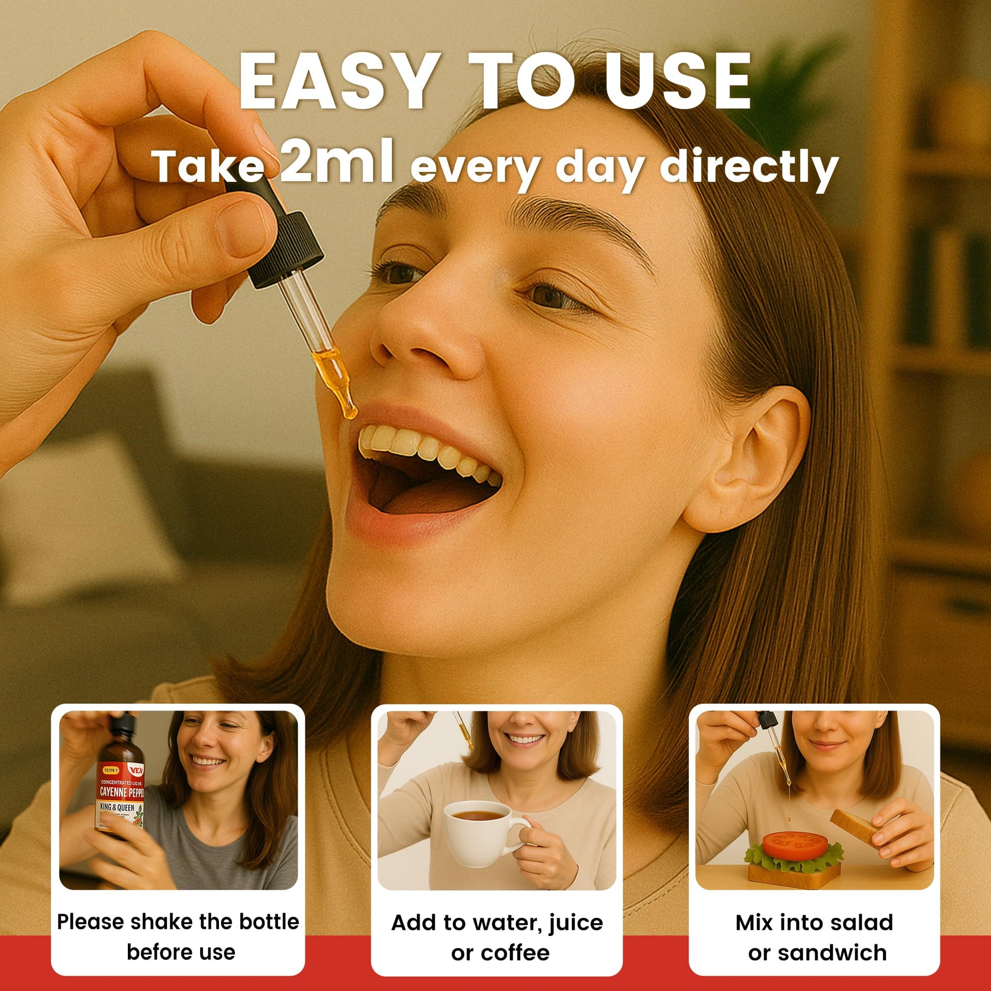Authentic USA imported VEV cayenne pepper drops for metabolism and circulation