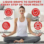Newseel herbal liquid supplement packaging showing non GMO and vegan benefits