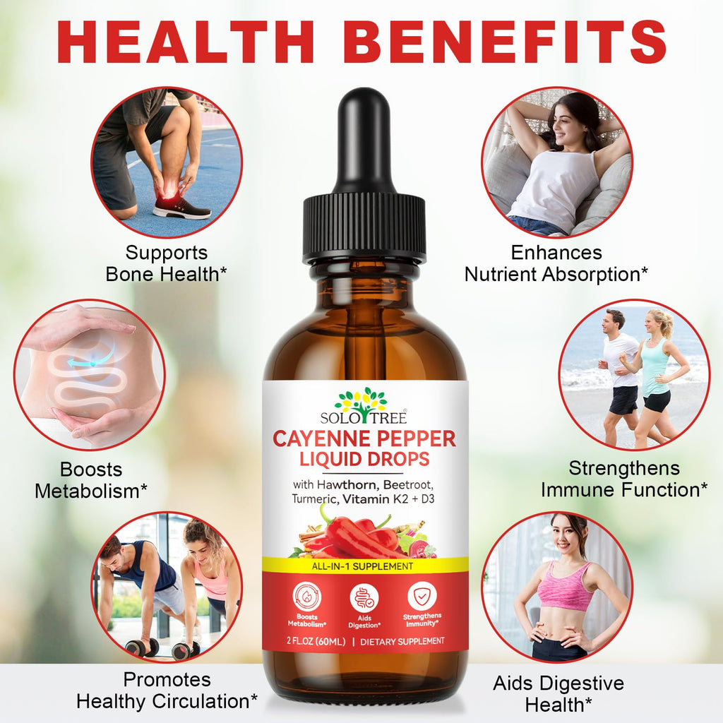 Cayenne pepper liquid drops with Ceylon cinnamon and beet root powder
