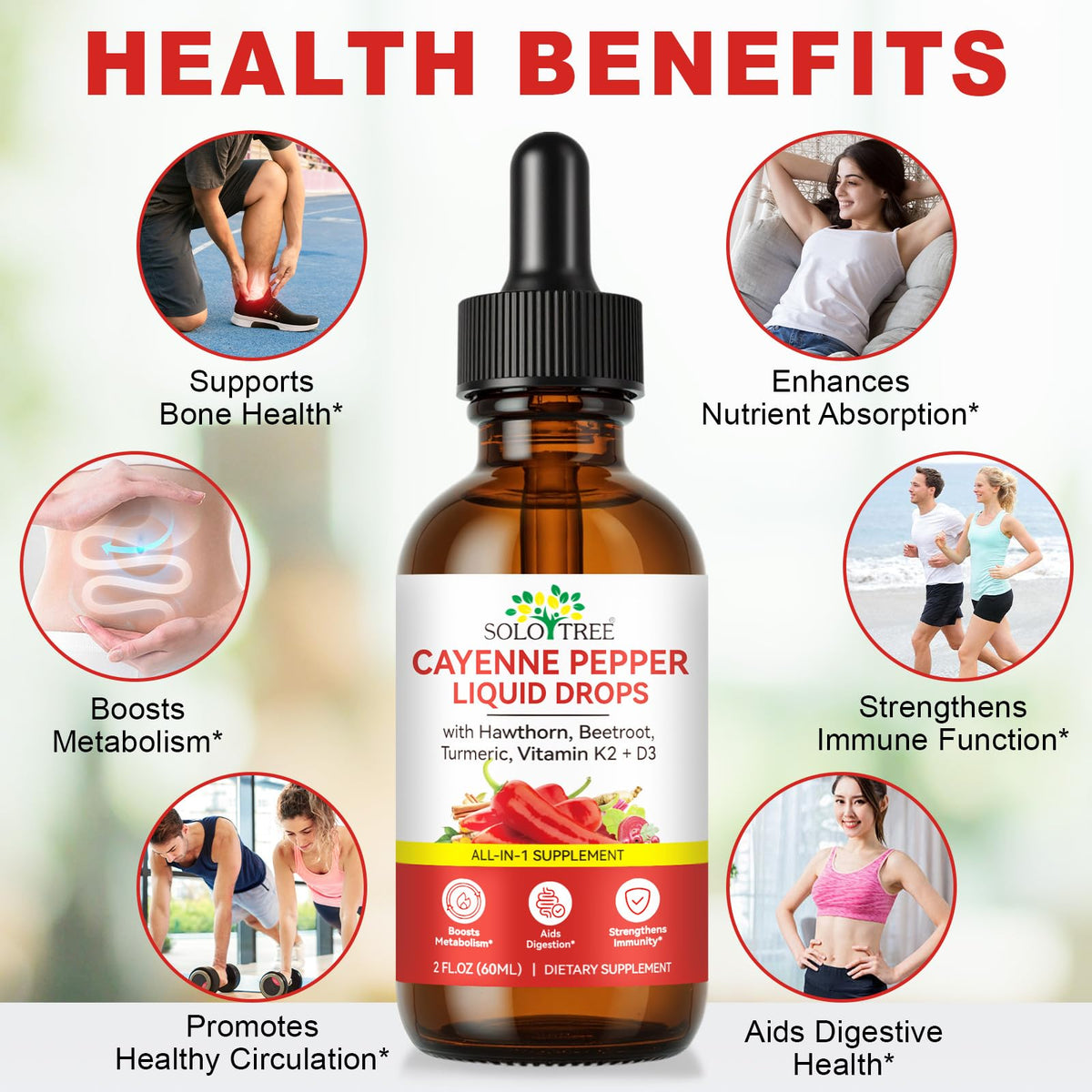 Cayenne pepper liquid drops with Ceylon cinnamon and beet root powder