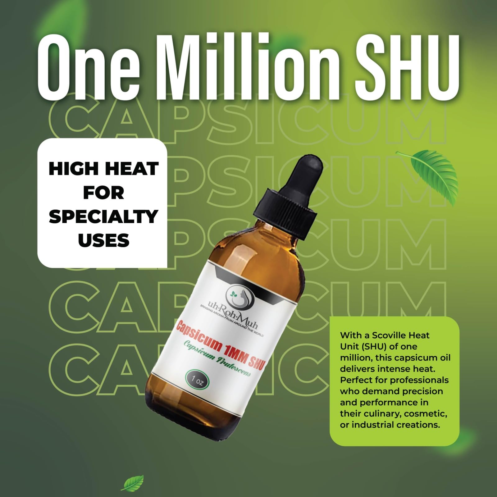 Close up of the pure capsaicin oil dropper applicator highlighting precise liquid dispensing.