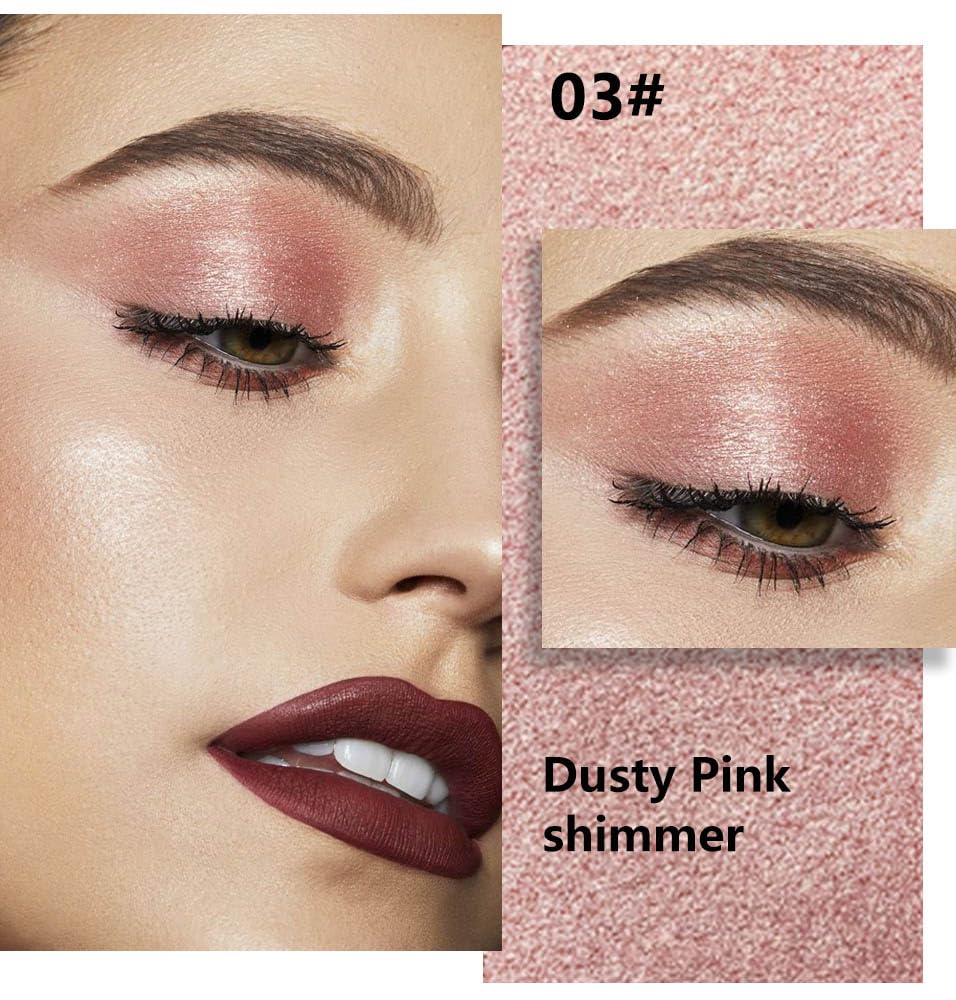 Evpct Dusty Pink Champagne eyeshadow compact open showing shimmer texture