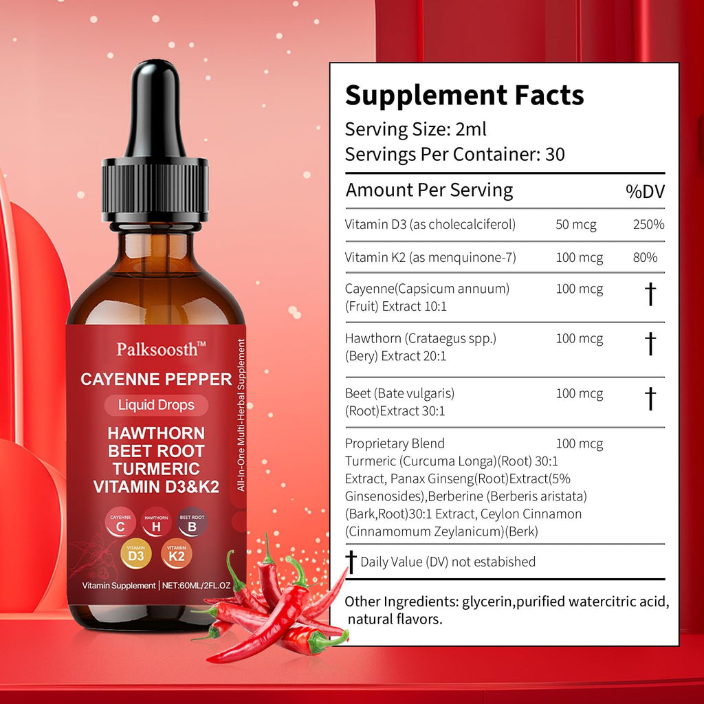 Palksoosth cayenne pepper supplement liquid drops for circulation and heart support