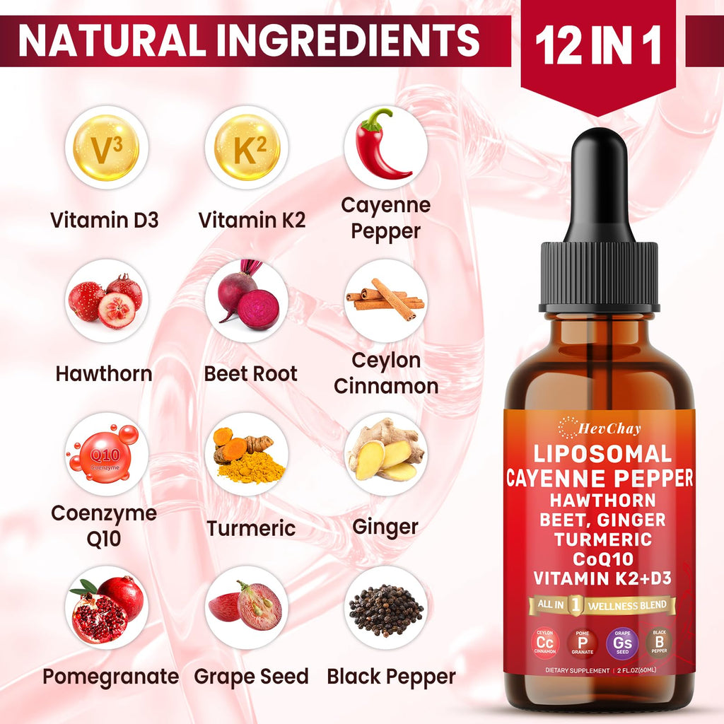 HevChay Cayenne Pepper and CoQ10 supplement packaging