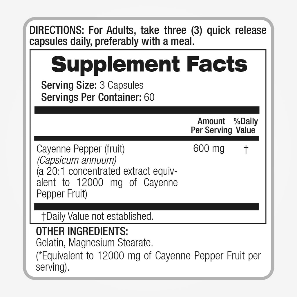Vegan friendly 12000mg equivalent cayenne fruit capsules manufacturing quality seal