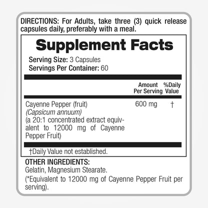 Vegan friendly 12000mg equivalent cayenne fruit capsules manufacturing quality seal