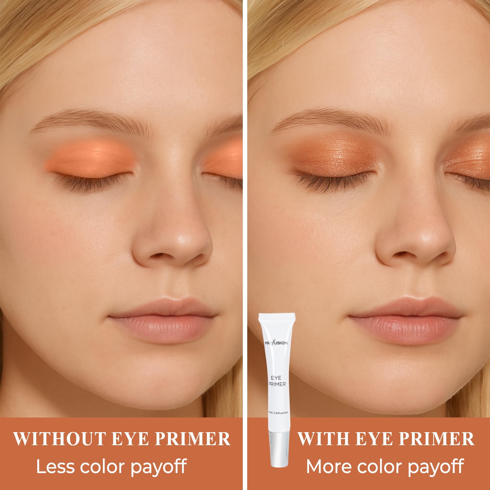 Profusion Cosmetics crease resistant eye primer tube for vibrant eye makeup.