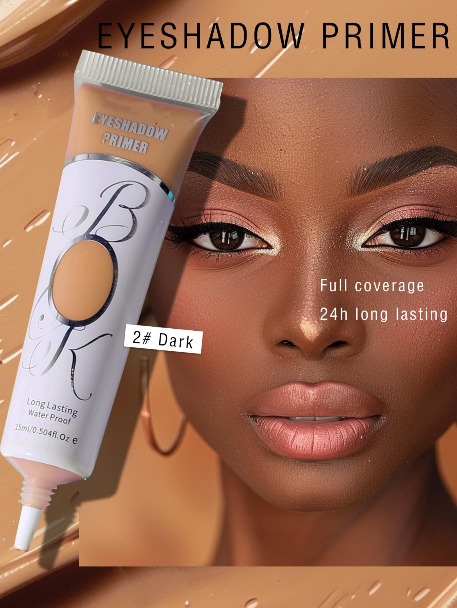 MAEPEOR Matte Eyeshadow Primer tube showing dark shade cream texture for oily eyelids.