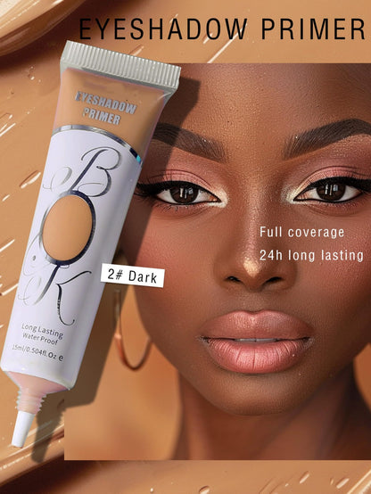 MAEPEOR Matte Eyeshadow Primer tube showing dark shade cream texture for oily eyelids.